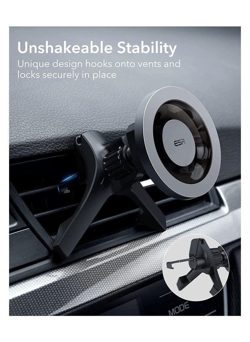 ESR - Esr Halo Lock Magnetic Car Phone Mount Compatible with Mag Safe Car Mount Compatible with Iphone Series Does Not Support Charging Metallic Grey - Image 1