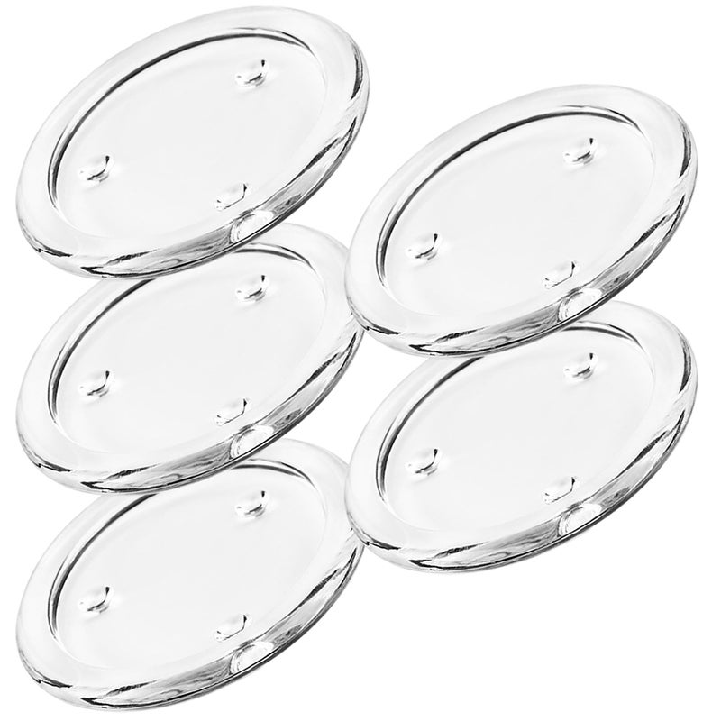 5pcs Glass Candle Plates Pillar Candle Holder Trays Decorative Round Candle - Image 1