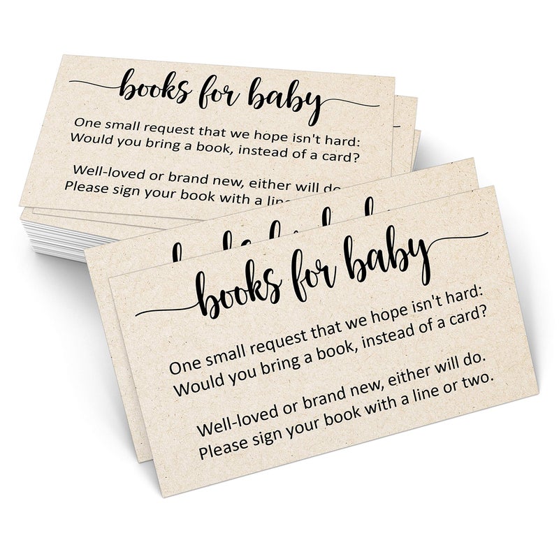 321Done Books for Baby Cards Set of 50 35 x 2 Baby Shower Insert for Invitations Business Card Size Book Instead of Card Request Gift Small Rustic Kraft Tan Made in USA