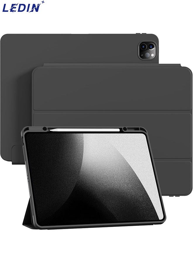 LEDIN Case for iPad Pro 12.9 Inch 2022 2021 2020 (6th/5th/4th Generation) with Pencil Holder for Charging, Soft TPU Back, Car Wake/Sleep Case for iPad Pro 12.9 - Image 1