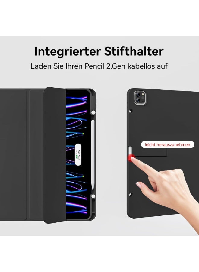 LEDIN Case for iPad Pro 12.9 Inch 2022 2021 2020 (6th/5th/4th Generation) with Pencil Holder for Charging, Soft TPU Back, Car Wake/Sleep Case for iPad Pro 12.9 - Image 2