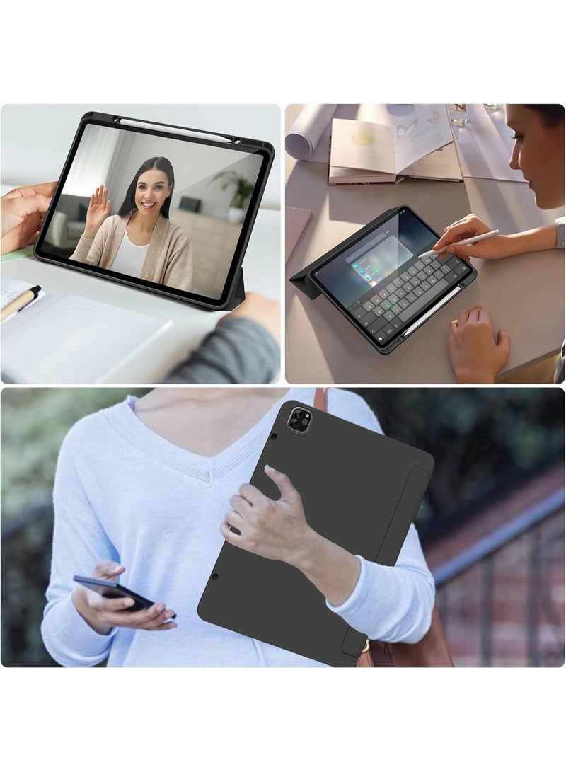 LEDIN Case for iPad Pro 12.9 Inch 2022 2021 2020 (6th/5th/4th Generation) with Pencil Holder for Charging, Soft TPU Back, Car Wake/Sleep Case for iPad Pro 12.9 - Image 5