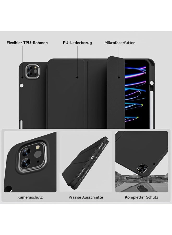 LEDIN Case for iPad Pro 12.9 Inch 2022 2021 2020 (6th/5th/4th Generation) with Pencil Holder for Charging, Soft TPU Back, Car Wake/Sleep Case for iPad Pro 12.9 - Image 3
