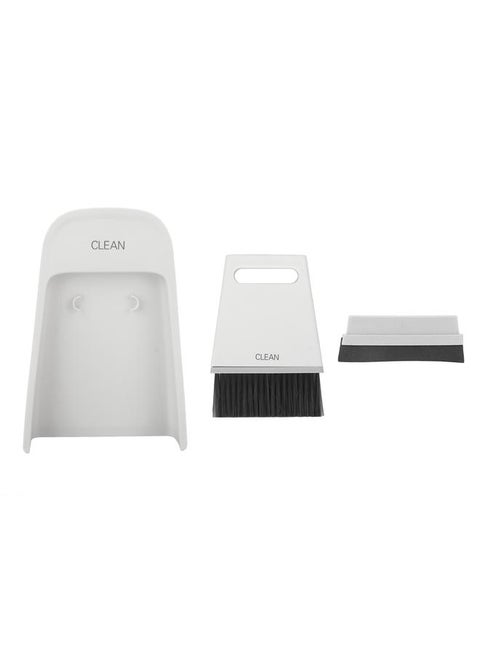 Mini Dustpan Brush Set Broom Dustpan Brush Small Dust Pan 2 Brush 1 Dustpan for Table Countertop Key Board Gray White