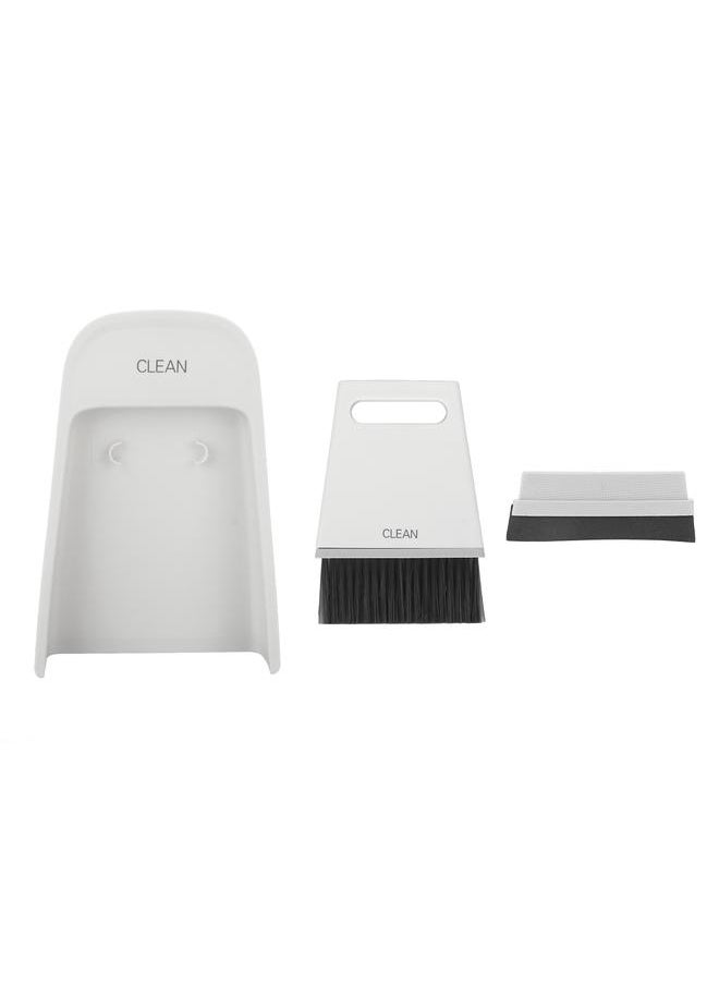 Mini Dustpan Brush Set Broom Dustpan Brush Small Dust Pan 2 Brush 1 Dustpan for Table Countertop Key Board Gray White