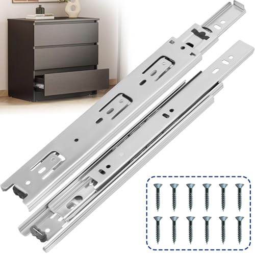 Ourshom 8 Inch Drawer Slides 1 Pairs (2pcs) Side Mount Rails - Heavy Duty Full Extension Ball Bearing – Drawer Slide Glides for Cabinet Kitchen, Dresser Runners - Draw Slides Sliders 100Lb Capacity - Image 1
