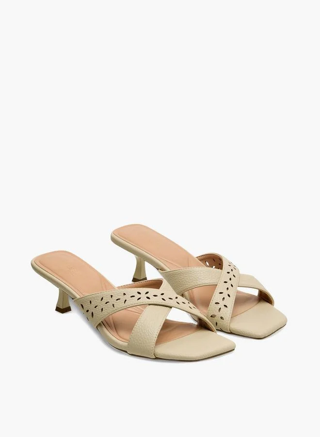 Women Cross Strap Flared Heel Sandals