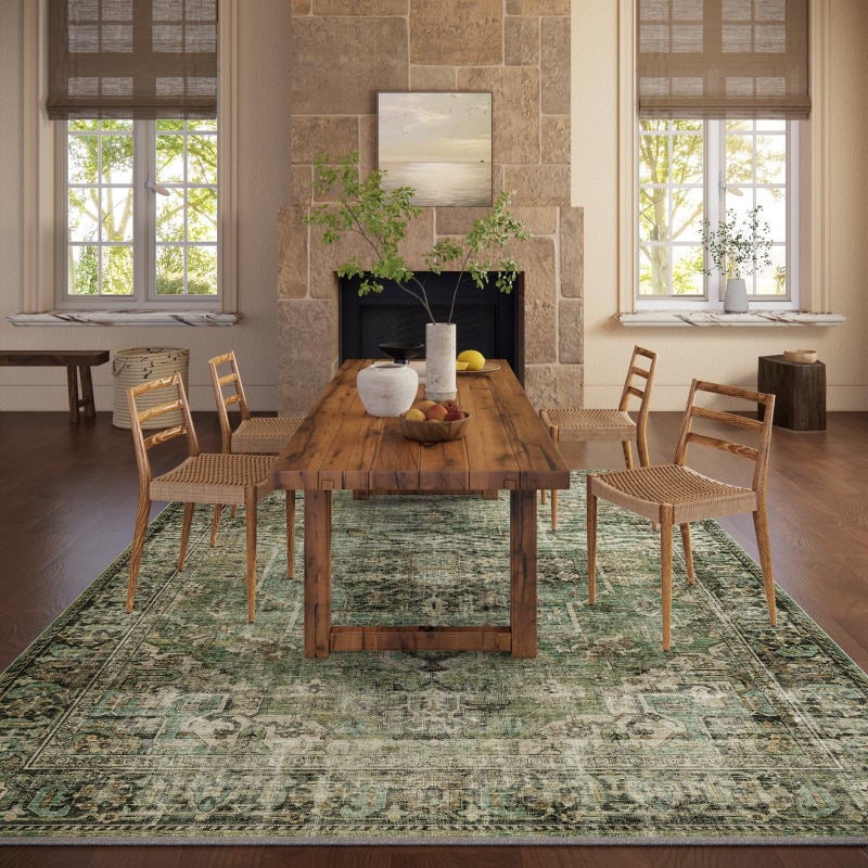 palohom 8x10 Area Rugs for Living Room: Washable Bedroom Rug Boho Vintage Rugs Stain Resistant Non Slip Low Pile Soft Lightweight Carpet for Kitchen Dining Room Farmhouse Nursery Kids Room - Image 5