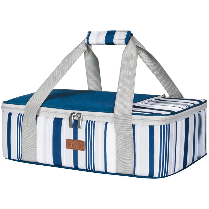 Lifewit Insulated Single Decker Casserole Carrier for Hot or Cold Food Casserole Dish Carrying Case Lasagna Holder for Potluck Parties Picnic and Cookouts Fits 9x13 Baking Dish Blue - Image 2