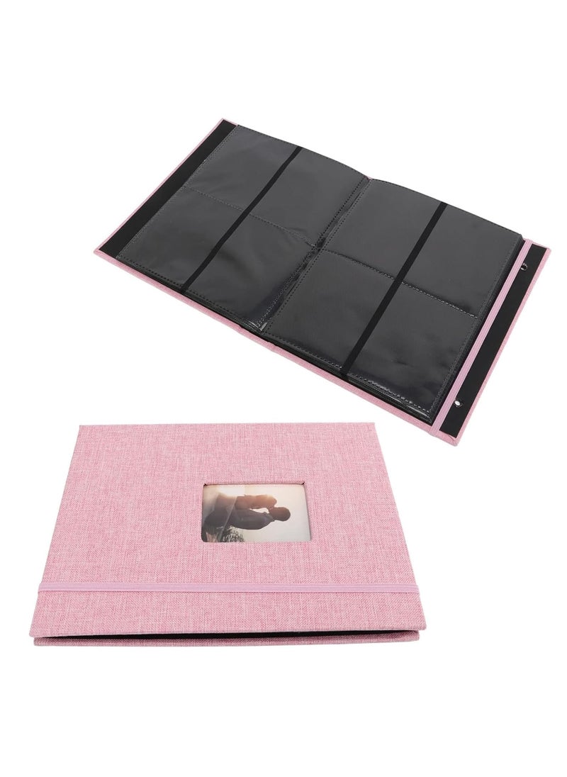 ZIKKON ZIKKON Mini Photo Album 208 Vertical Photos Natural Linen Cover Front Window Photo Album 2x3 Compatible with Fujifilm Instax Mini Film 7s 8 9 11 Polaroid 300 HP Sprocket Kpop PhotocardsPink  - Image 3
