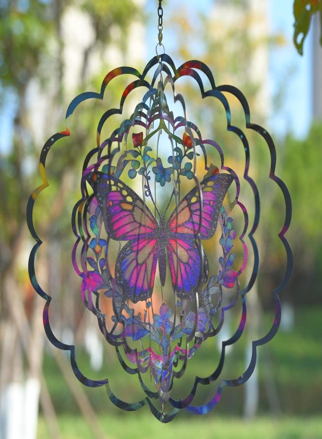 Eandisom Wind Spinners Outdoor Butterfly Decorations - Birthday Gifts for Women Mom Grandma, Butterflies Hanging Wind Spinner 12 inch 3D Wind Sculptures for Garden Decor for Outside, Patio, Yard, Outdoor - Image 4