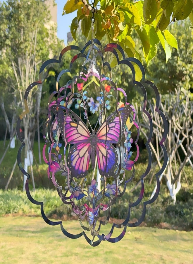 Eandisom Wind Spinners Outdoor Butterfly Decorations - Birthday Gifts for Women Mom Grandma, Butterflies Hanging Wind Spinner 12 inch 3D Wind Sculptures for Garden Decor for Outside, Patio, Yard, Outdoor - Image 3