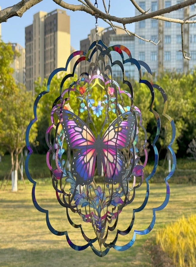 Eandisom Wind Spinners Outdoor Butterfly Decorations - Birthday Gifts for Women Mom Grandma, Butterflies Hanging Wind Spinner 12 inch 3D Wind Sculptures for Garden Decor for Outside, Patio, Yard, Outdoor - Image 5