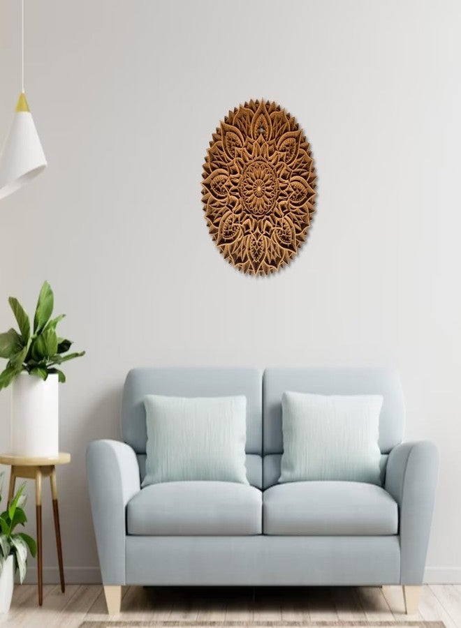 Gloridec 3D Wooden Mandala Wall Art | Multi-Layered Round MDF Wall Hanging for Living Room, Bedroom & Home Décor | Handcrafted Mandala Wall Décor (Round Mandala) (18" X 18" Inch) - Image 2