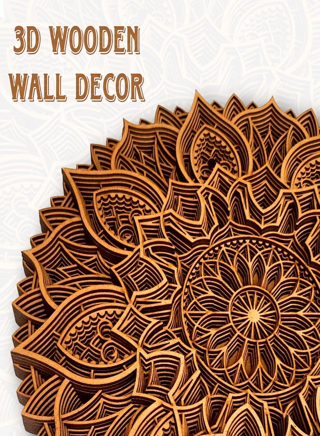 Gloridec 3D Wooden Mandala Wall Art | Multi-Layered Round MDF Wall Hanging for Living Room, Bedroom & Home Décor | Handcrafted Mandala Wall Décor (Round Mandala) (18" X 18" Inch) - Image 3