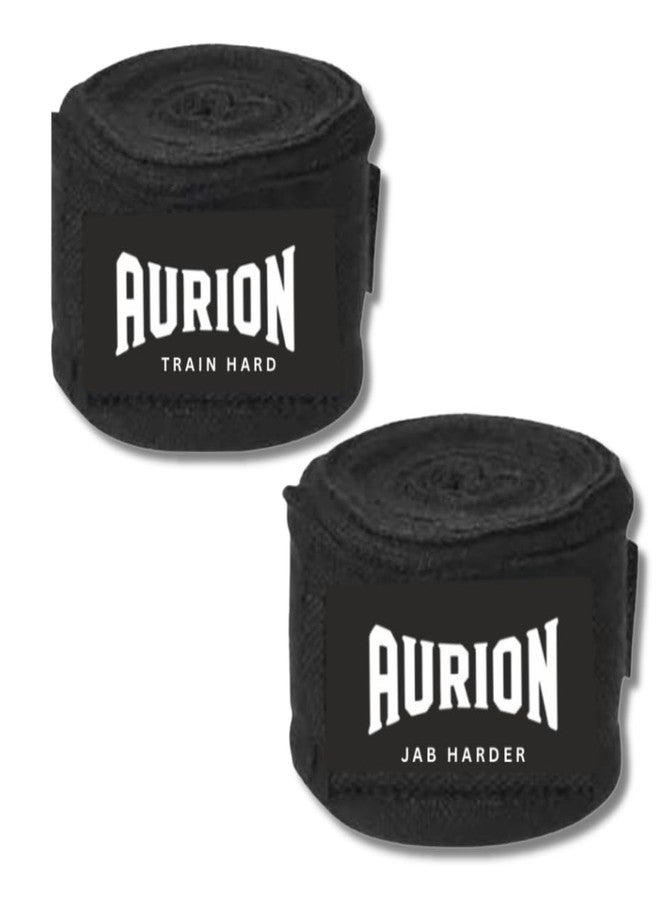 Aurion 4.5 Meter Hand Wraps - Black Polyester Boxing Wraps for Wrist & Knuckle Support | Elastic, Breathable & Durable Training Wraps for Boxing, MMA (Pair) - Image 1