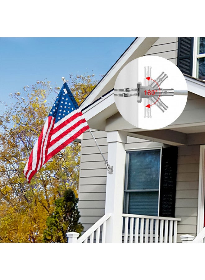 evertoco evertoco Heavy Duty T304 Stainless Steel Flag Pole Bracket - 180° Adjustable Flag Pole Holder for House with Two Installation Methods, Flag Holder for 1" Inner Diameter Pole, Wind Resistant &Rust Free  - Image 4