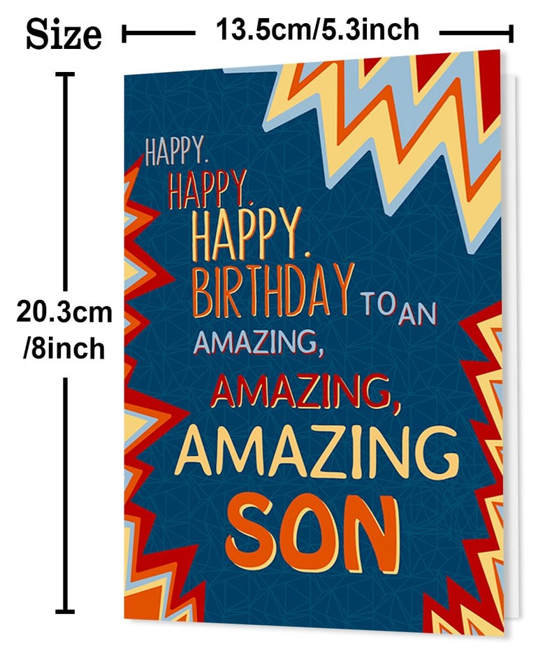 Beixian Son Birthday Card, To My Son Birthday Card Gifts from Mom Dad,Gifts for Adult Sons Gift Ideas-8x5.3 Inches, Double-Sided - Image 3