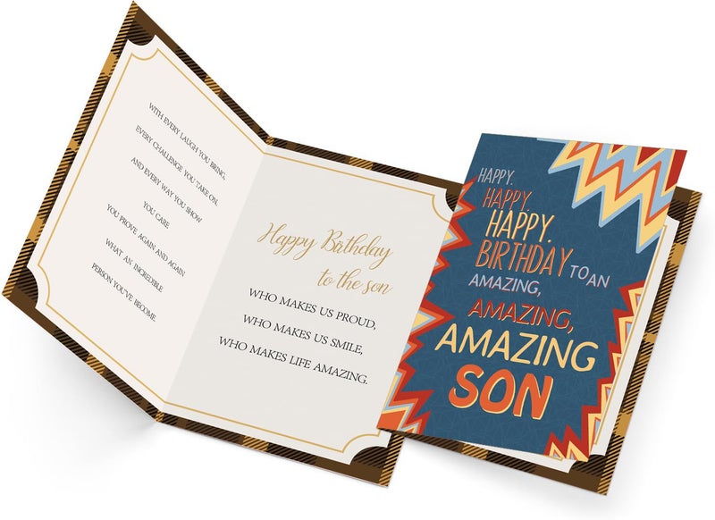Beixian Son Birthday Card, To My Son Birthday Card Gifts from Mom Dad,Gifts for Adult Sons Gift Ideas-8x5.3 Inches, Double-Sided - Image 4