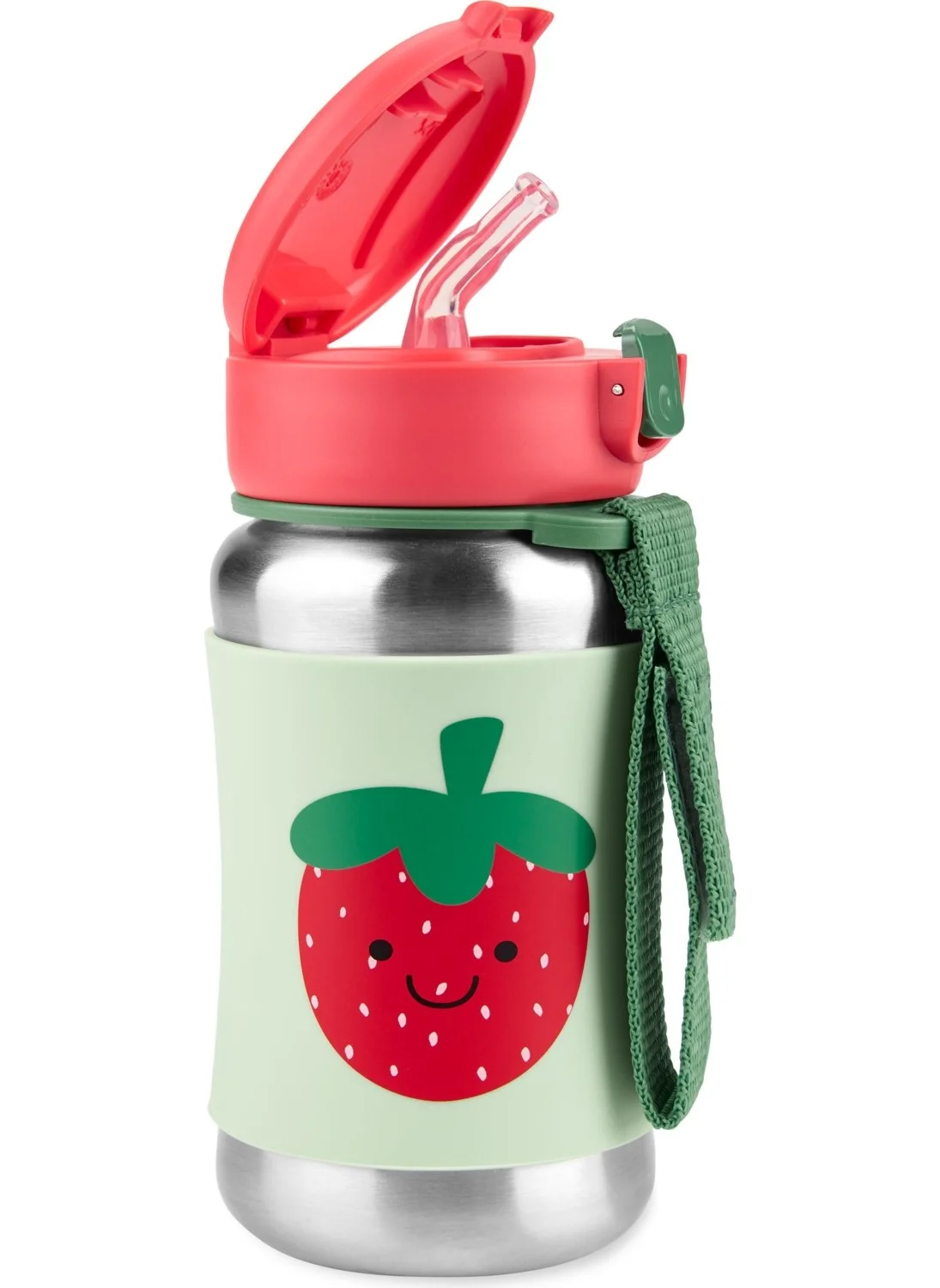 Skip Hop Spark Style Stainless Steel Water Bottle with Straw Strawberry