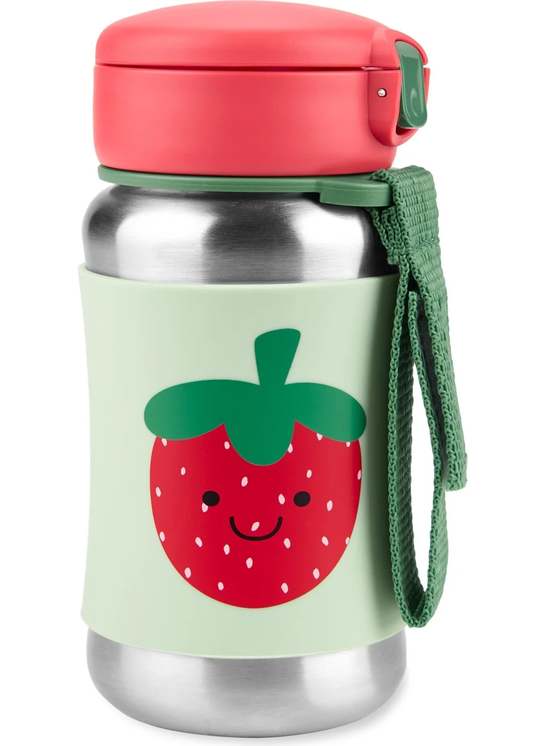 Skip Hop Spark Style Stainless Steel Water Bottle with Straw Strawberry