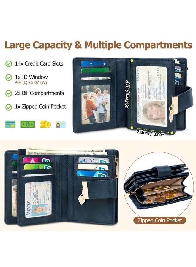 هوان لانج محافظ صغيرة للنساء مزودة بحامل بطاقات ائتمان من الجلد بخاصية حجب RFID ومحفظة نسائية بجيب بسحاب مع نافذة هوية - Image 2