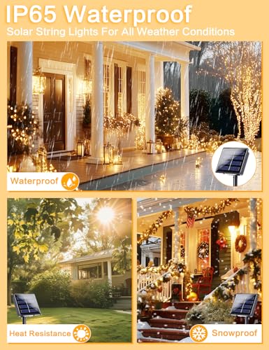 BHCLIGHT 2Pack Solar String Lights Outdoor, 80FT 200LED Solar Fairy Lights, Waterproof Copper Wire & 8 Modes, Solar Twinkle Light for Garden, Tree, Wedding, Christmas Decorations, Patio, Fence (Warm White) - Image 3