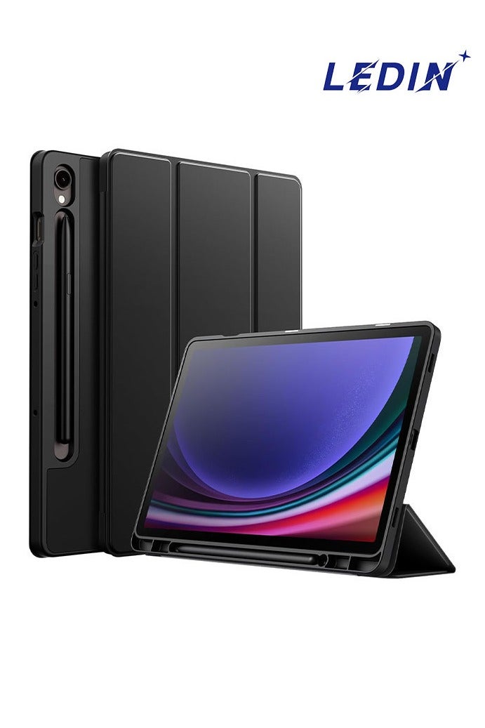 LEDIN Protective Case for Samsung Galaxy Tab Tab S6 Lite 10.4 Inch – Tri-Fold Stand, Soft TPU Back, S Pen Holder & Charging Support Auto Wake/Sleep(Black) - Image 1