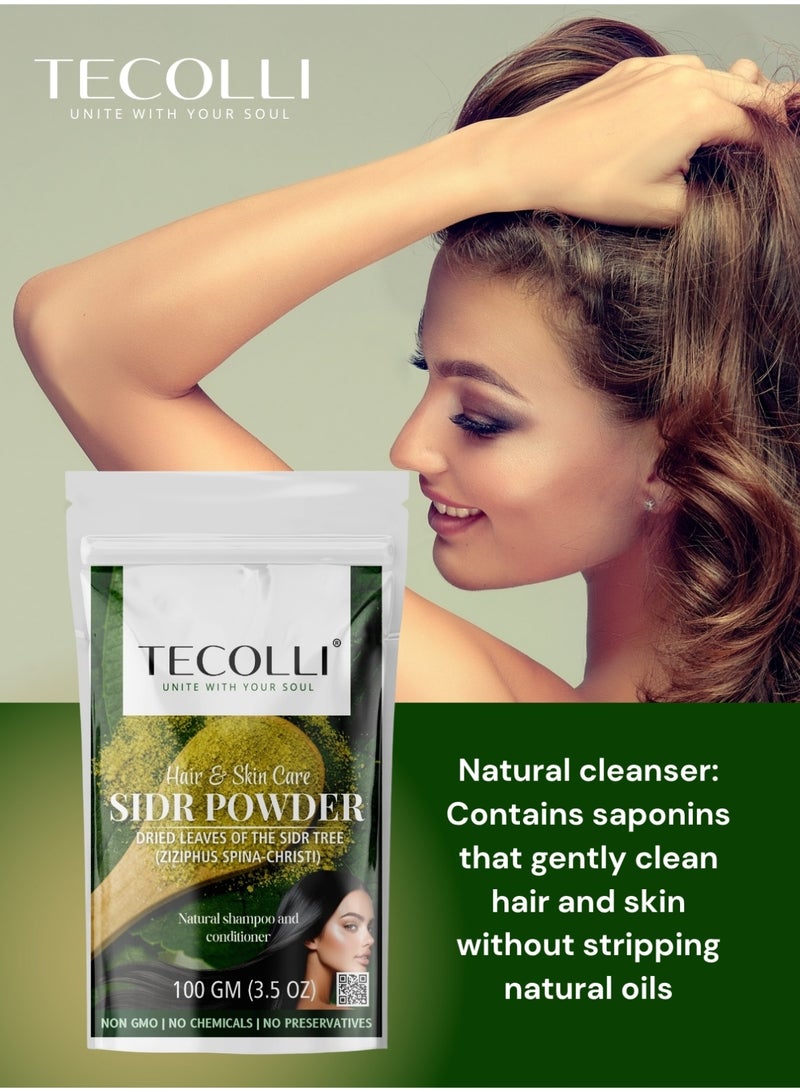 TECOLLI Tecolli Sidr Powder – A 100% Natural Herbal Cleanser & Conditioner for Hair Growth – 100g(Yemeni) - Image 2