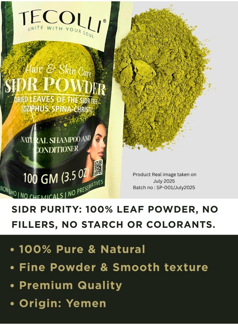 TECOLLI Tecolli Sidr Powder – A 100% Natural Herbal Cleanser & Conditioner for Hair Growth – 100g(Yemeni) - Image 5