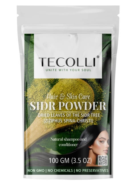 Tecolli Sidr Powder – A 100% Natural Herbal Cleanser & Conditioner for Hair Growth – 100g(Yemeni)