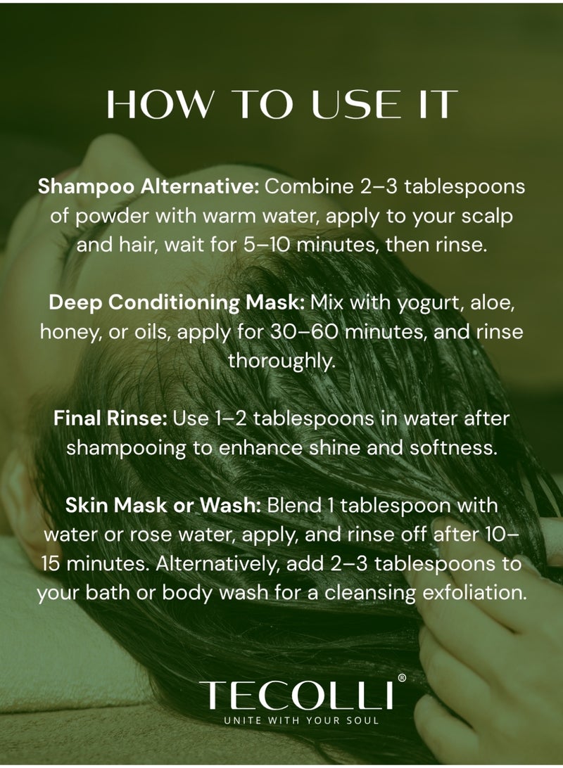 TECOLLI Tecolli Sidr Powder – A 100% Natural Herbal Cleanser & Conditioner for Hair Growth – 100g(Yemeni) - Image 3