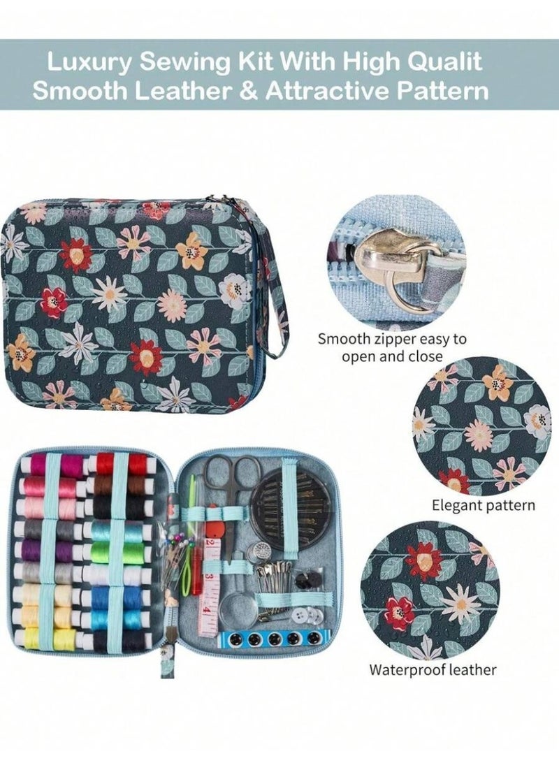 عدة خياطة مع حقيبة حمل مزينة بنقشة الأزهار – عدة خياطة محمولة - Image 4