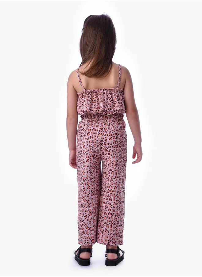 فكتور اند جين Animal Print Layered Crop Top & Pants Set by Styli