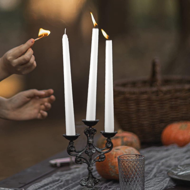 Grcdoyvl Dripless Taper Candles - Unscented White Candles Bulk - Candle Sticks Long Burning 7.5-8 Hours - for Candlesticks, Dinner Table, Vigil, Advent, Christmas, Thanksgiving, Kwanzaa - 12 Pack,10 Inch Tall - Image 3