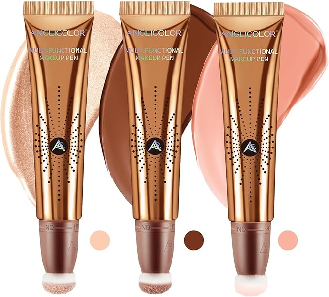 Anglicolor Contour Stick With Cushion ApplicatorCream Bronzer Contour Wand Long LastingLiquid Bronzer Contour Smooth LightweightVegan CrueltyFree 02FAIRMEDIUM 12ml - Image 1
