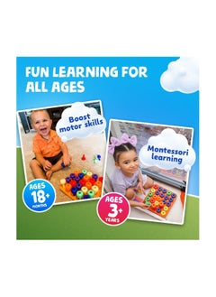 Skoolzy Skoolzy Montessori Sensory Pegboard 33 Piece Set - Develop Sensory Play Occupational Therapy STEM Learning Educational Toys for Kids 2+ - Includes Foam Board, Lacing String, Dice, Storage Bag, eBook  - Image 4