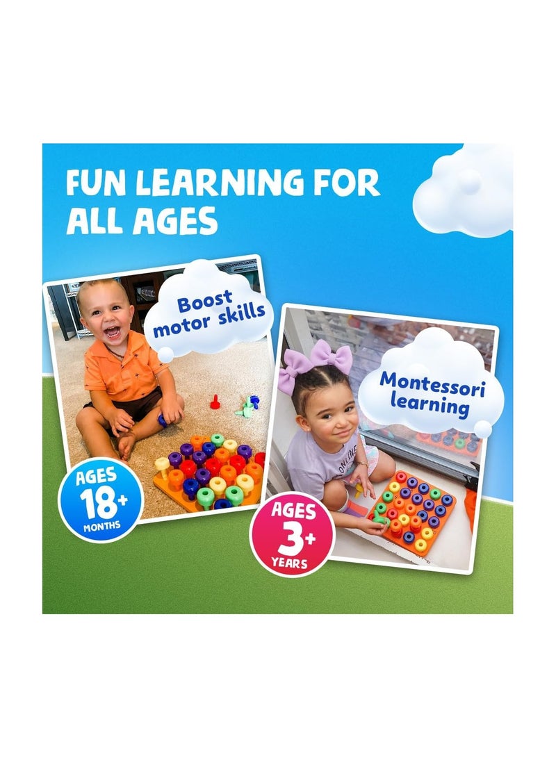 Skoolzy Skoolzy Montessori Sensory Pegboard 33 Piece Set - Develop Sensory Play Occupational Therapy STEM Learning Educational Toys for Kids 2+ - Includes Foam Board, Lacing String, Dice, Storage Bag, eBook  - Image 4