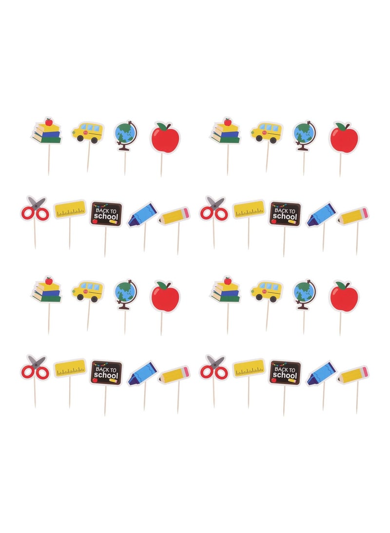 36Pcs Back to School Cupcake Toppers First Day of School Cake Picks Welcome Class Toothpicks Photo Prop for School Activities Teacher Gift Classroom Decor