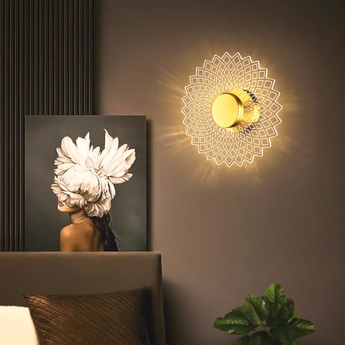 Lamp master Nova para 3-in-1 LED Wall & Ceiling Light | 23cm Decorative Acrylic Flower Lamp | Antique Gold Finish | Modern Home Wall Decor for Bedroom, Living Room, Hallway, Gifts, Home & Office - Image 3