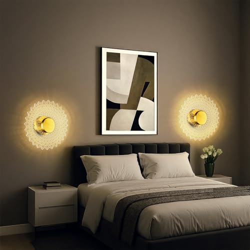 Lamp master Nova para 3-in-1 LED Wall & Ceiling Light | 23cm Decorative Acrylic Flower Lamp | Antique Gold Finish | Modern Home Wall Decor for Bedroom, Living Room, Hallway, Gifts, Home & Office - Image 1