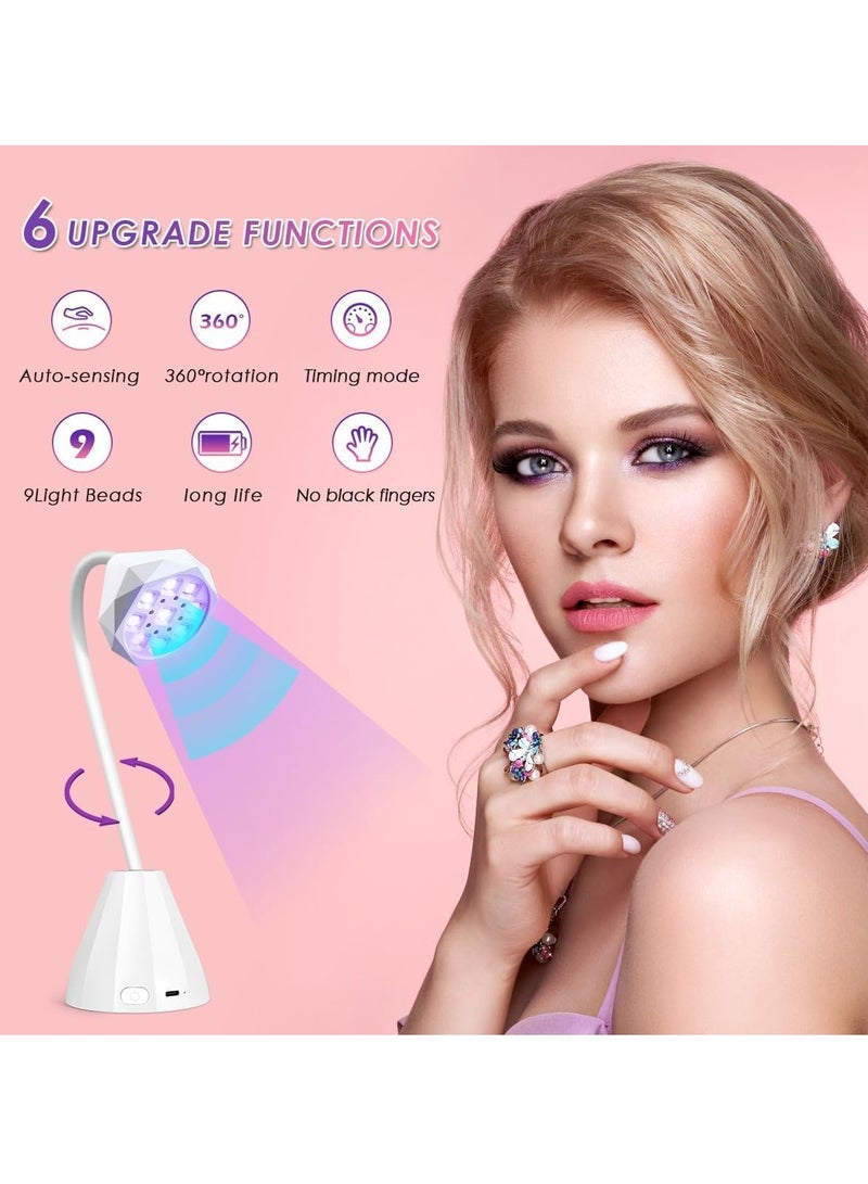 Excefore UV LED Nail Lamp with Sensor, 27W Mini Gel UV Light Nail Dryer for Gel Nails Polish Curing, Portable Small Manicure Dryer Flash Cure Light with Gooseneck for Salon Nail, Home Use, Travel - Image 2