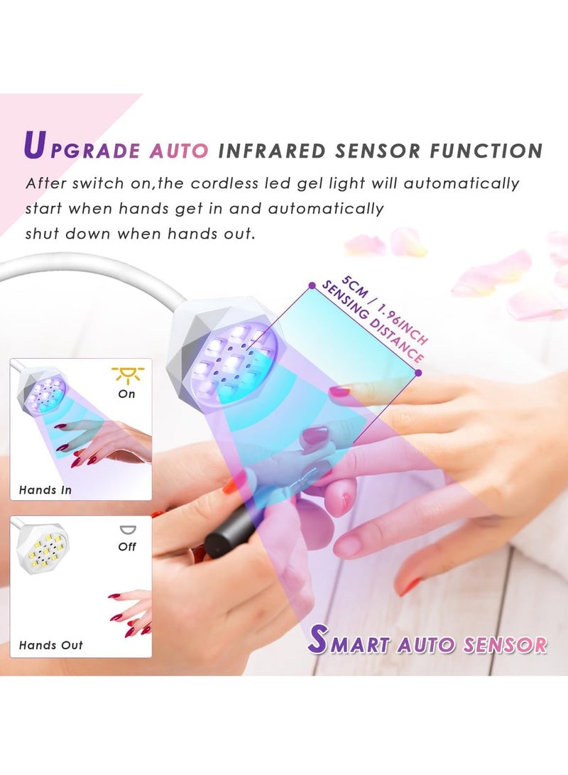 Excefore UV LED Nail Lamp with Sensor, 27W Mini Gel UV Light Nail Dryer for Gel Nails Polish Curing, Portable Small Manicure Dryer Flash Cure Light with Gooseneck for Salon Nail, Home Use, Travel - Image 3