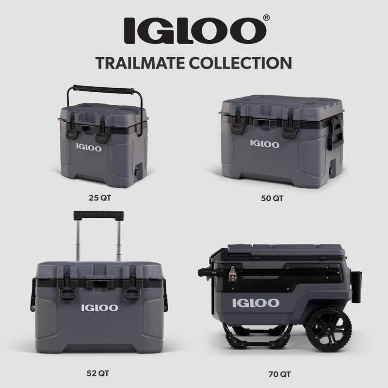 Igloo Trailmate 52Qt Wheeled Cooler, Insulated Hard Shell Ice Chest, Carbonite - Image 5