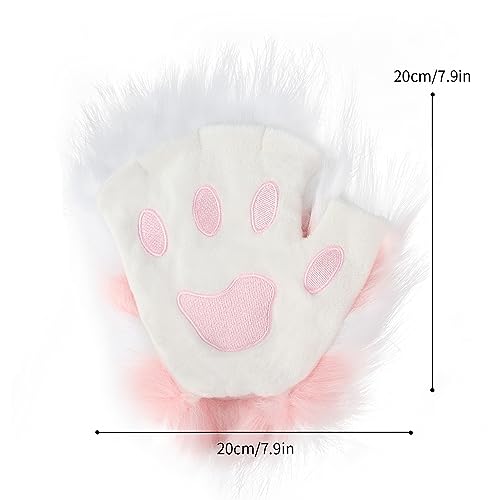 JUNBOON Faux Fur Cat Ears and Wolf Fox Tail Set Adult Kids Claw Glove Kit for Halloween Anime Cosplay Party - Image 3