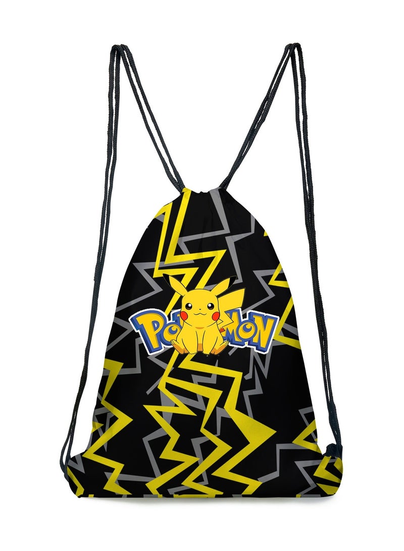 Pikachu Cartoon Backpack Portable Drawstring Bag