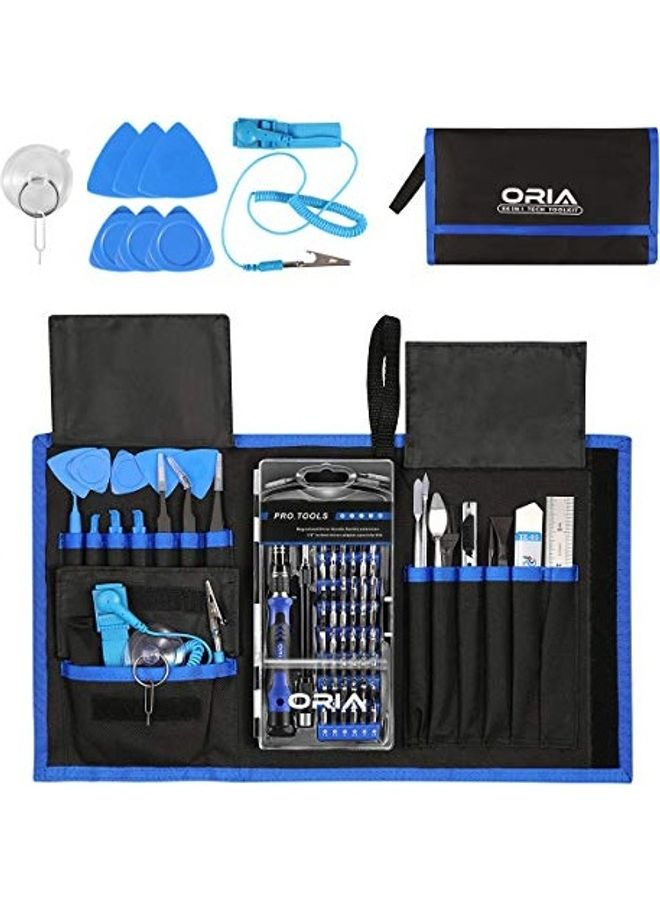 ORIA Precision Screwdriver Set, 86 in 1 with 57 Bits Repair Tool Kit, Portable Bag for Cellphone, Game Console, Tablet and Other Devices, Blue - Image 1