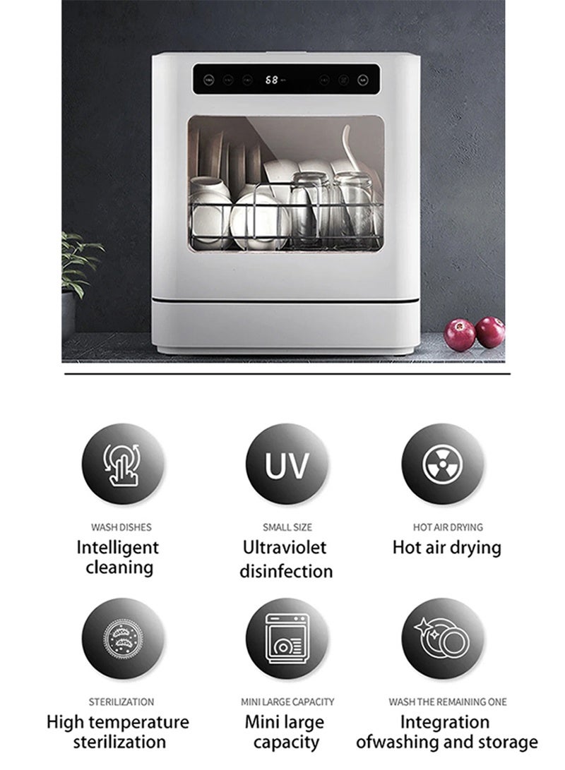 ET-LIFE Countertop Dishwasher, Installation-Free Automatic Dishwasher, 4 Programs, High Temp Disinfection and Hot Air Drying for 8 People  - Image 4