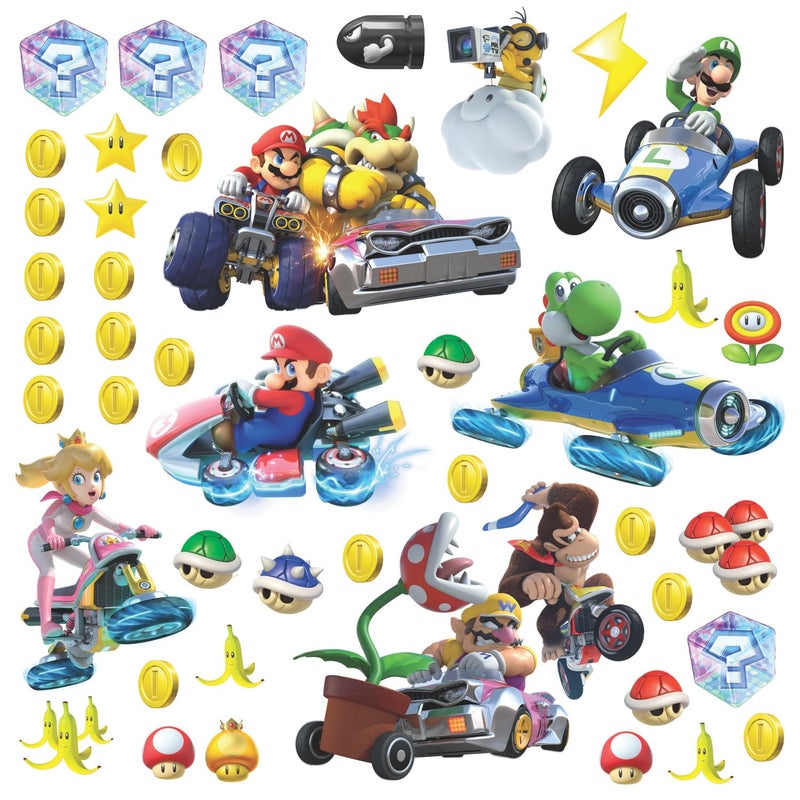 RoomMates RMK2728SCS Nintendo Mario Kart 8 Peel and Stick Wall Decals 10" x 18" - Image 1
