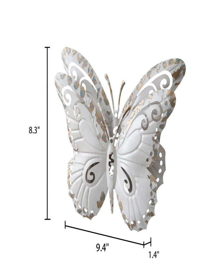 SOFE Vintage Metal Butterfly Wall Decor 8 × 9 Inches, Distressed White 3D Butterfly Wall Art, Rustic Hanging Garden Ornaments for Room, Backyardyard, Patio - Image 2